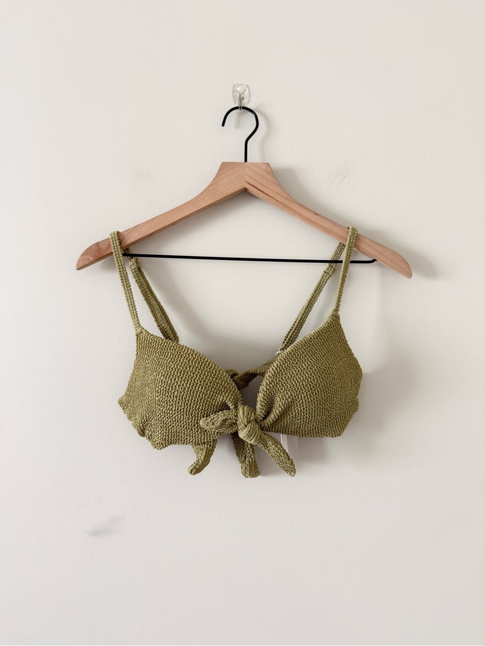 NWT Somerfield Swim Palma Tie-Front Textured Bikini Top in Nori Size M